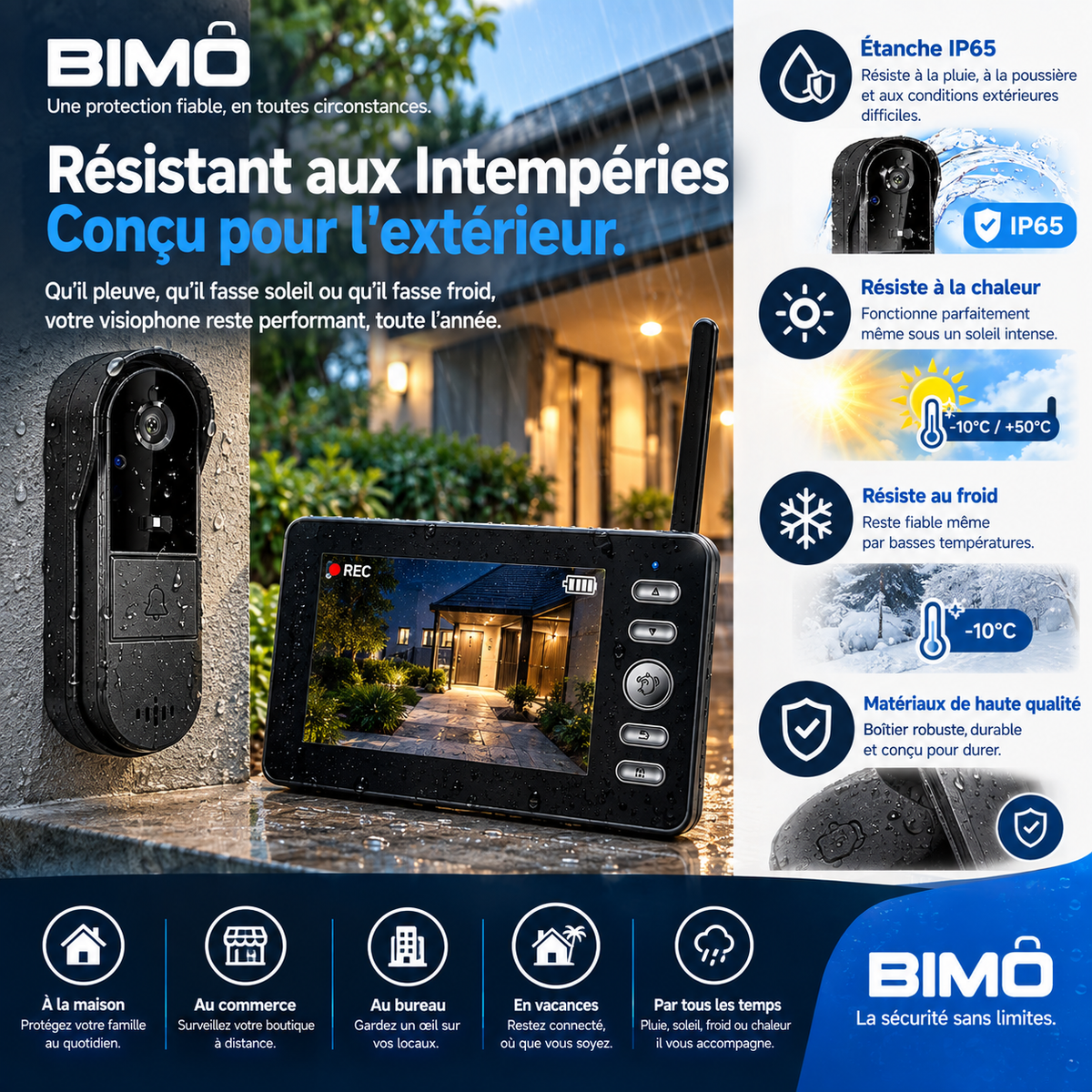 BIMO Vision™ | Sonnette vidéo avec écran, sans Wi‑Fi